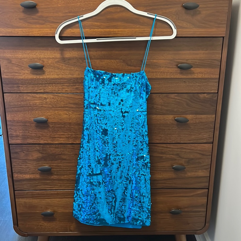 Alice + Olivia Nelle Spaghetti Strap Sequin Dress